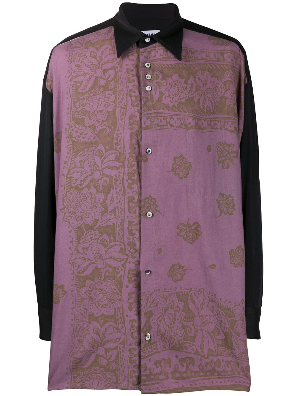 Loose-fit floral-print shirt - Black