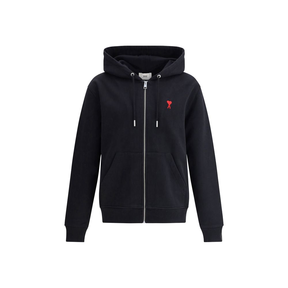 Logo-Embroidered Cotton Hoodie — Black