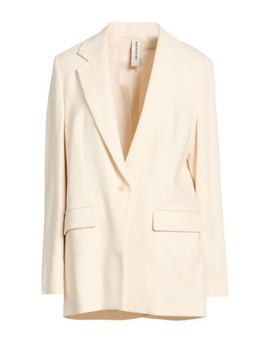 Woman Blazer Ivory Size 3 Linen, Viscose