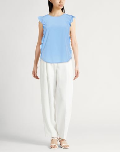Woman Top Light blue Size 6 Silk, Elastane