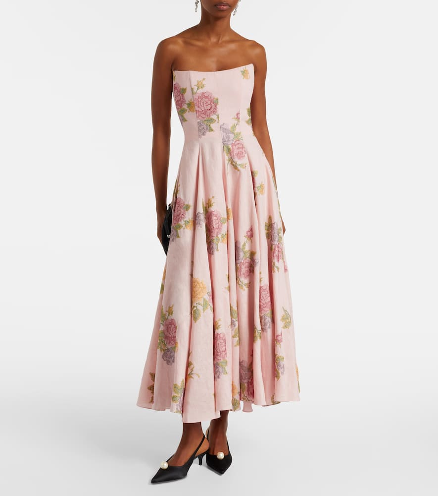 Floral linen corset dress