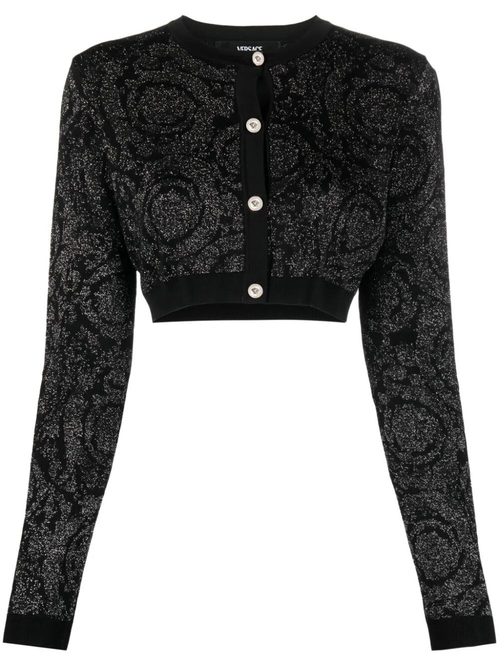 `Barocco Texture` Knit Cropped Cardigan