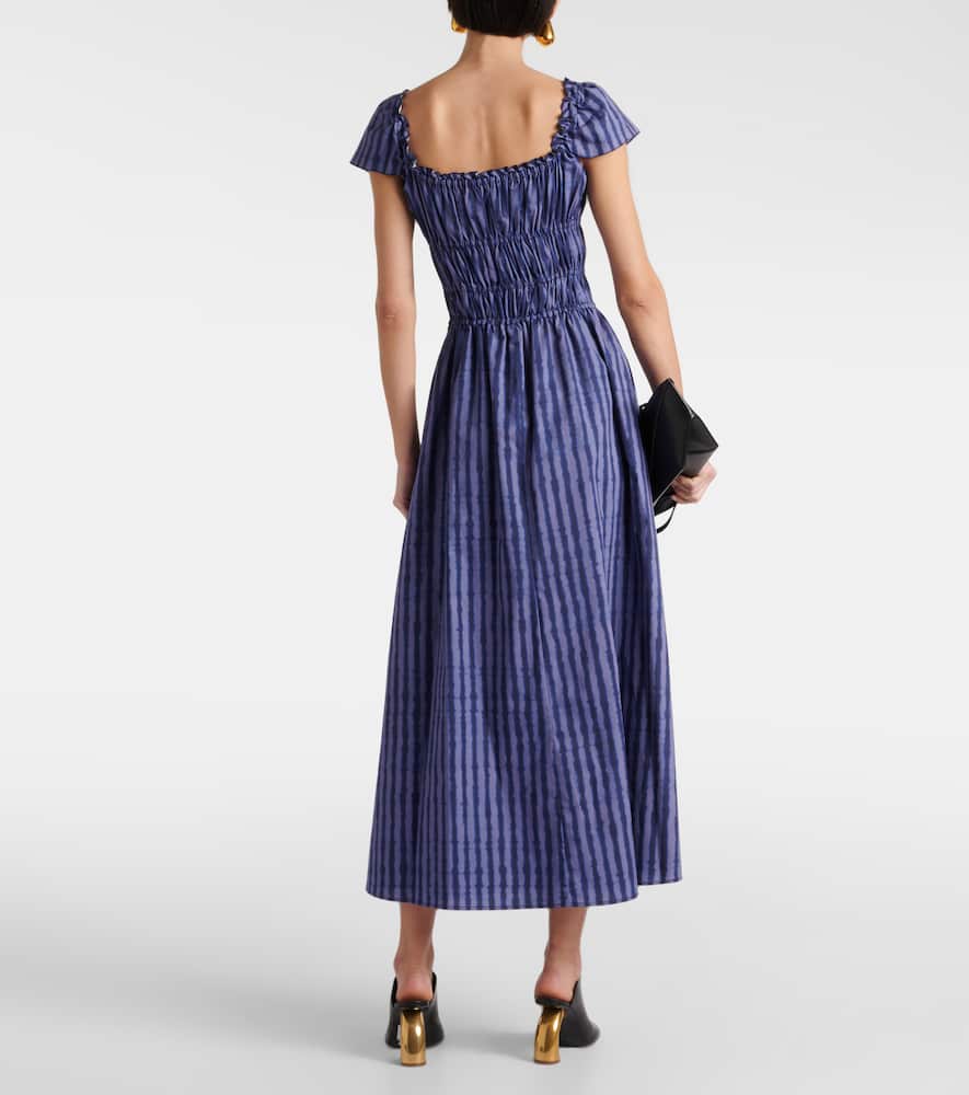Ruched cotton-blend midi dress