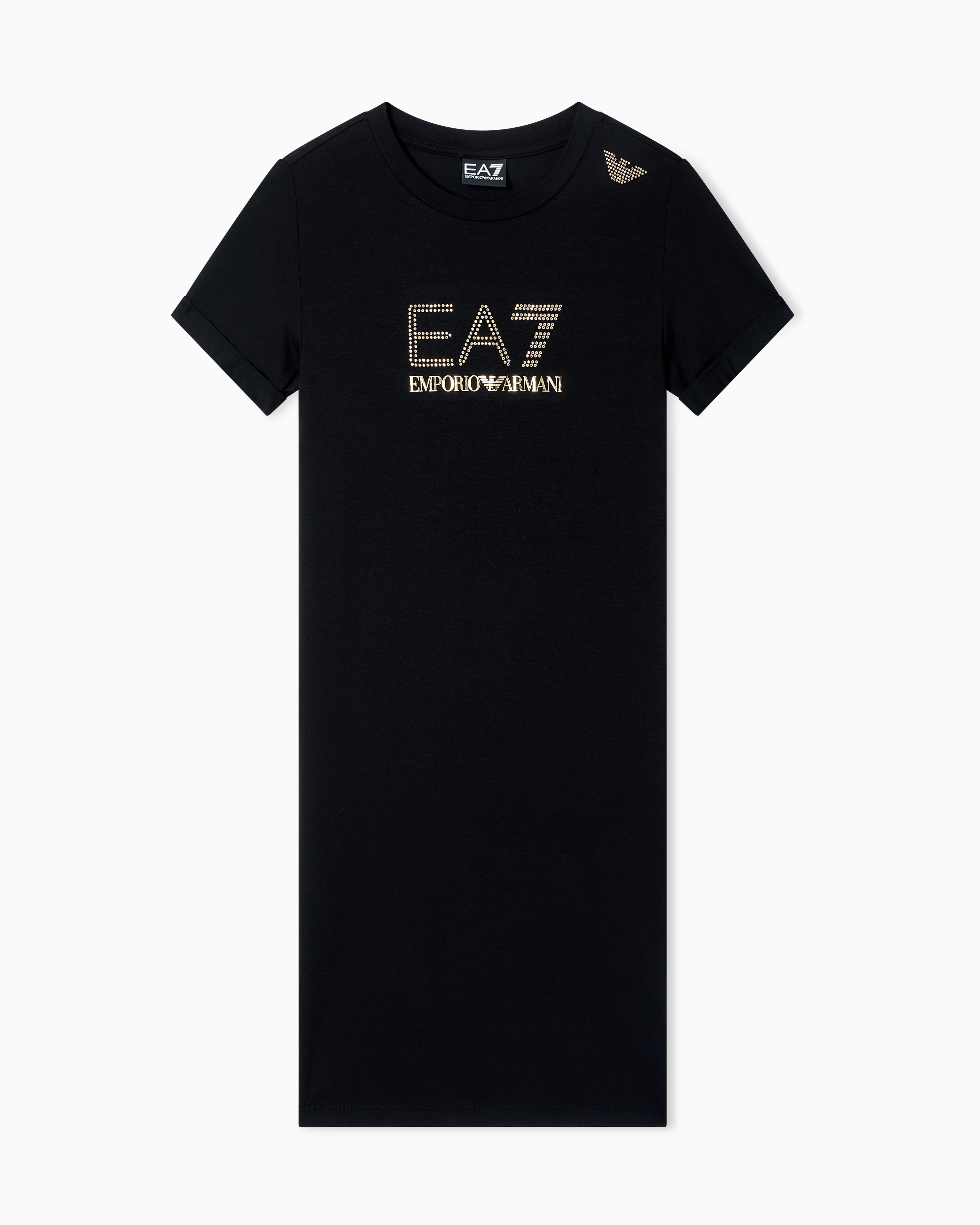 Short-sleeve dress Evolution in stretch cotton with studs