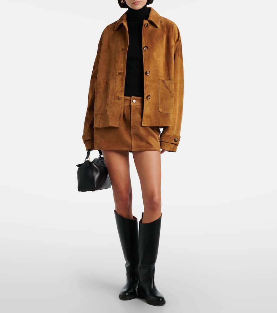 Low-rise suede miniskirt