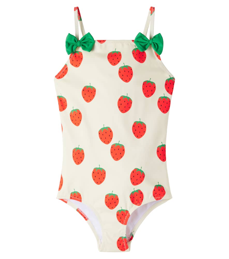 Strawberries bow-detail swimsuit