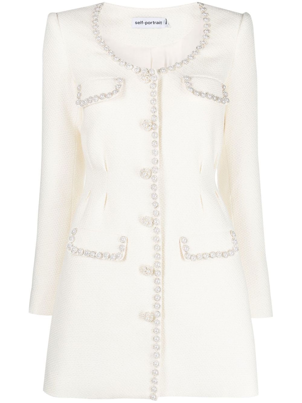 Crystal-embellished blazer dress - Neutrals