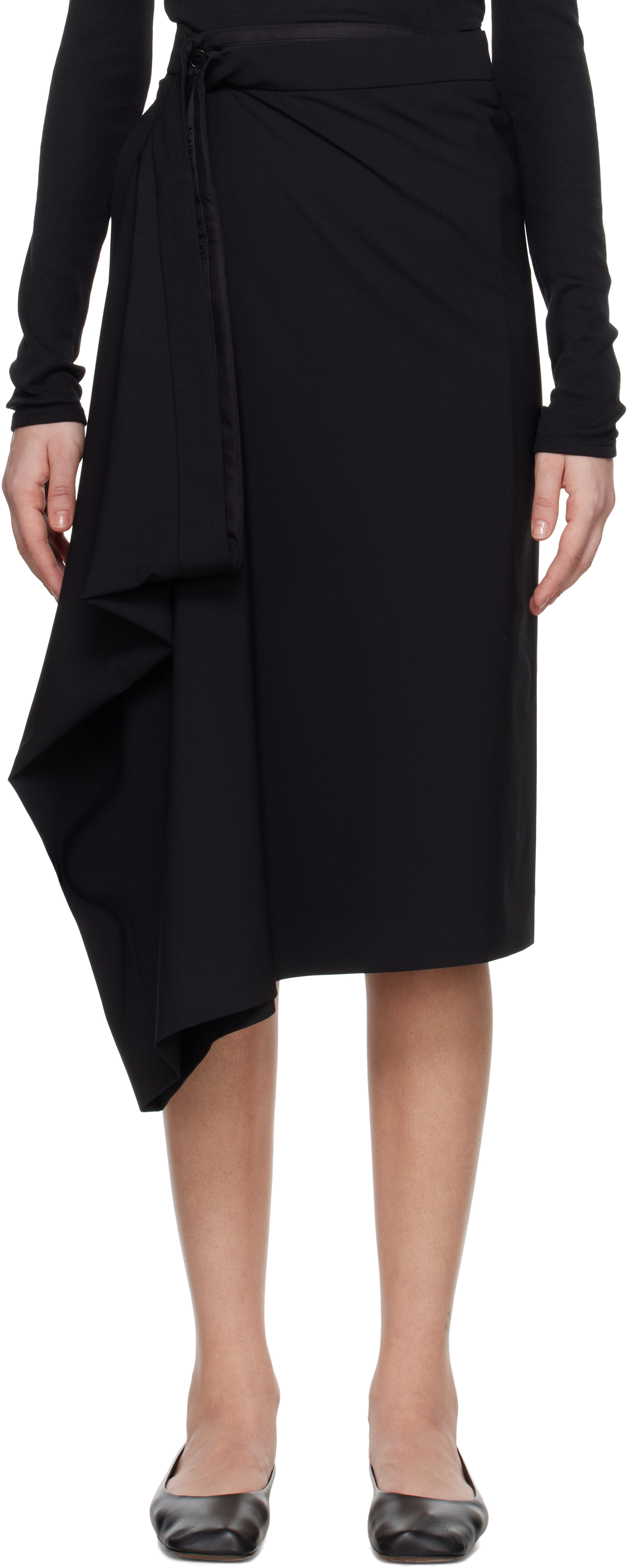ALAINPAUL Black Extended Tailored Midi Skirt