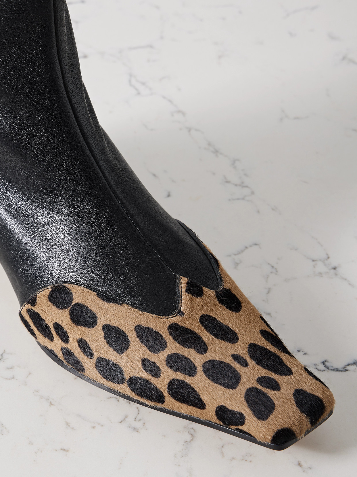 Nevada Leather And Leopard-print Calf Hair Ankle Boots - Black
