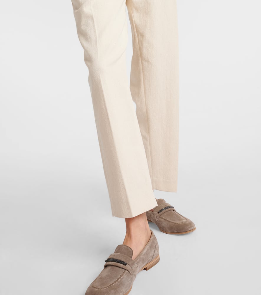 Gabardine high-rise straight pants