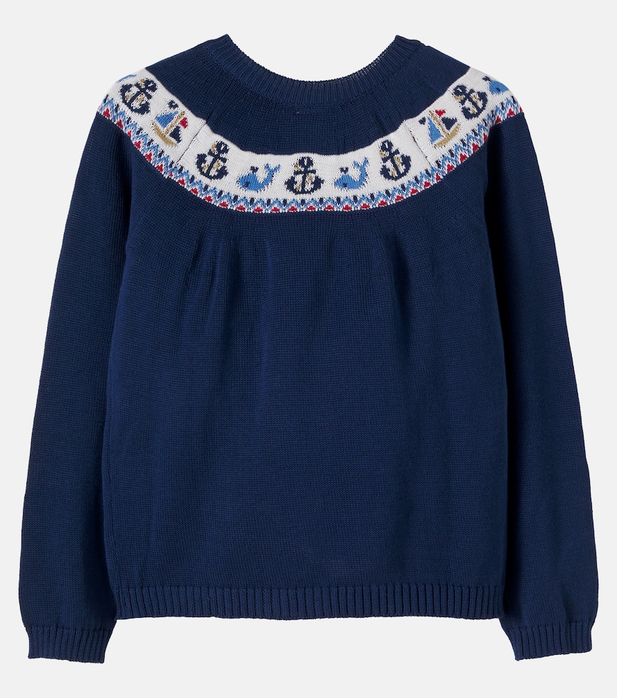 Intarsia cotton cardigan