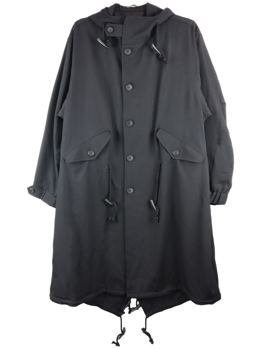 Buttoned parka coat - Black