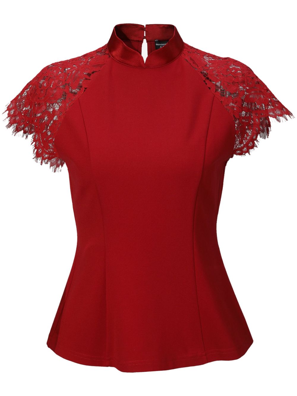 Lace-detail satin blouse - Red
