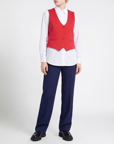 Woman Tailored Vest Red Size S Polyester, Viscose, Elastane