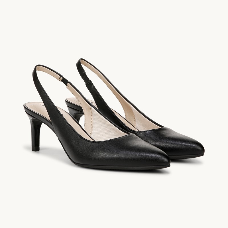 Stride Annalise Slingback Pump Shoes Black Faux Leather