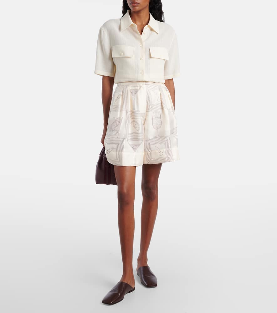 Dorin printed silk twill Bermuda shorts