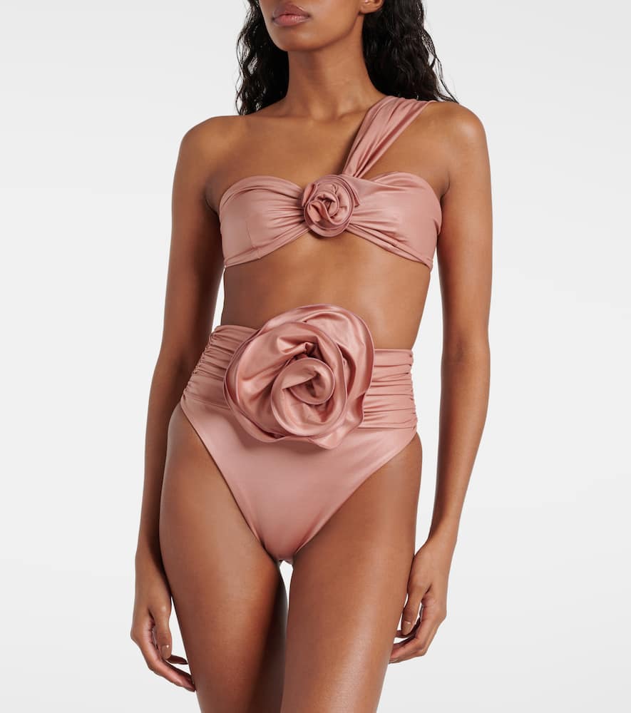 Floral-appliqué bikini top