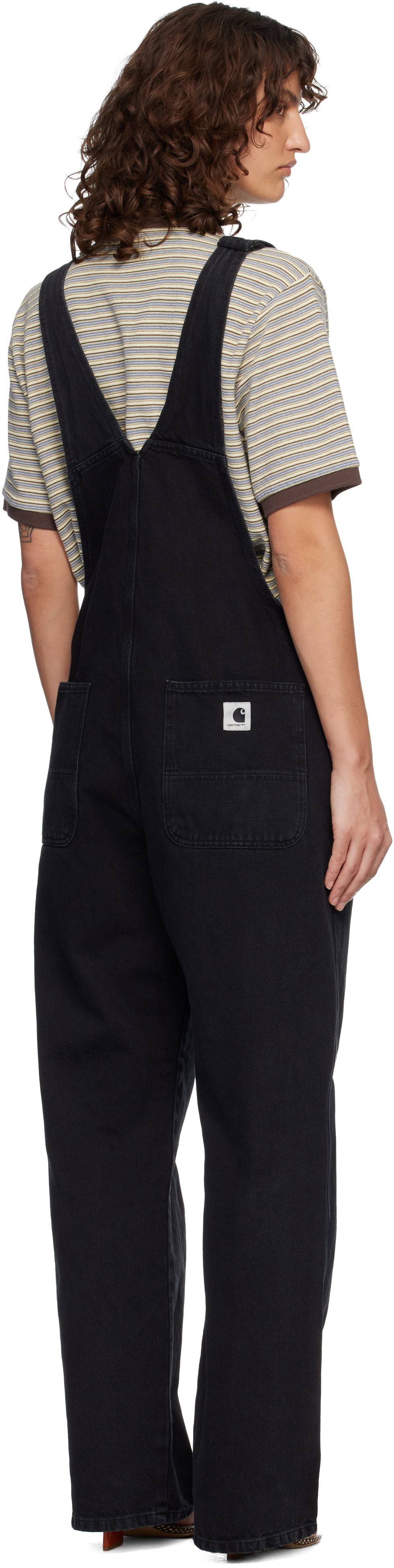 Black Bib Straight Denim Overalls