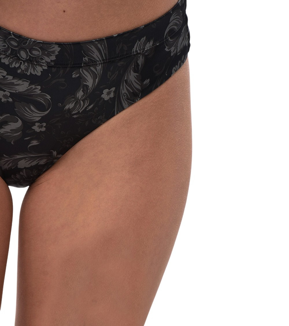Black Printed Bikini Bottom Swimwear
