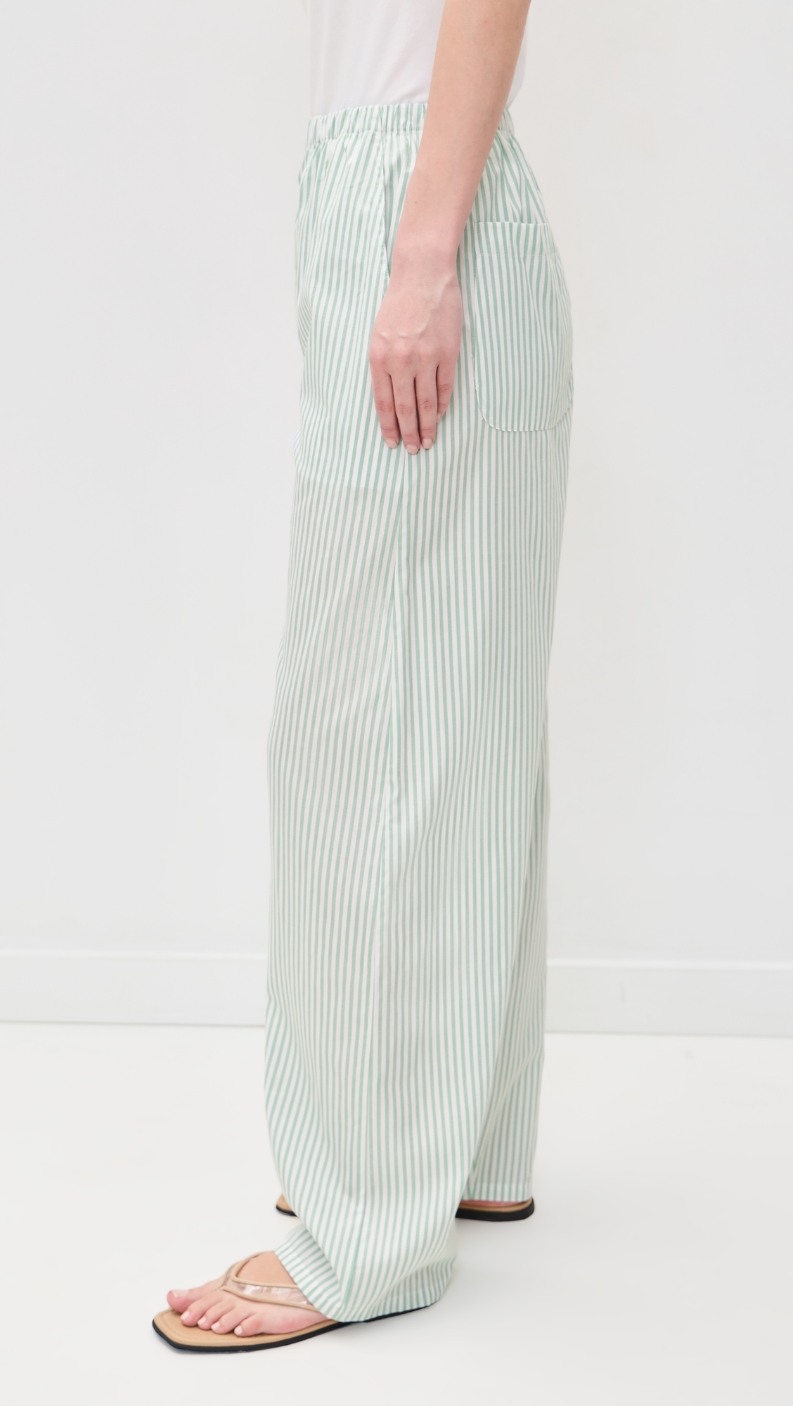 Yoshi Stripe Wide Leg Pants Vert Stripe