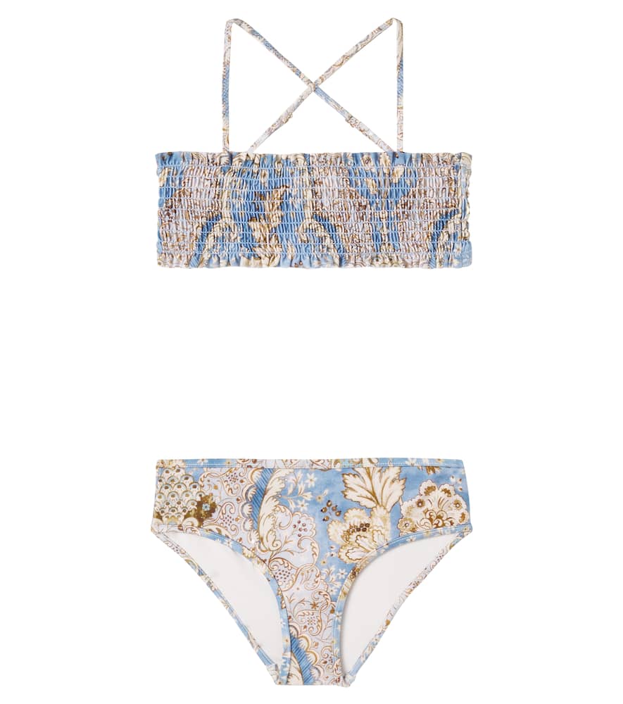 Printed shirred bikini