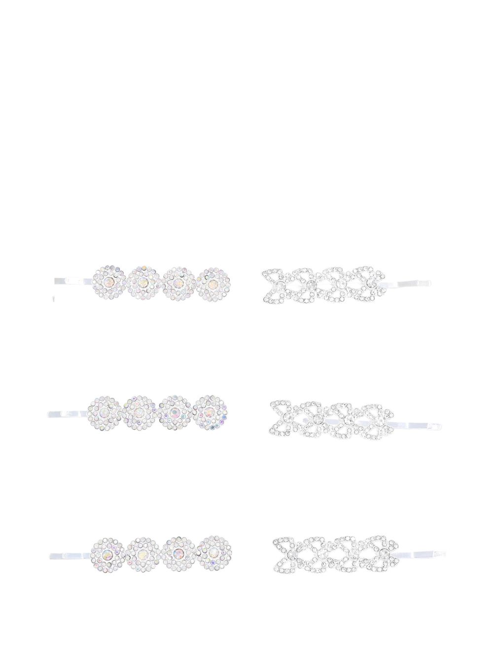 Crystal hair pins (pack of six) - Silver
