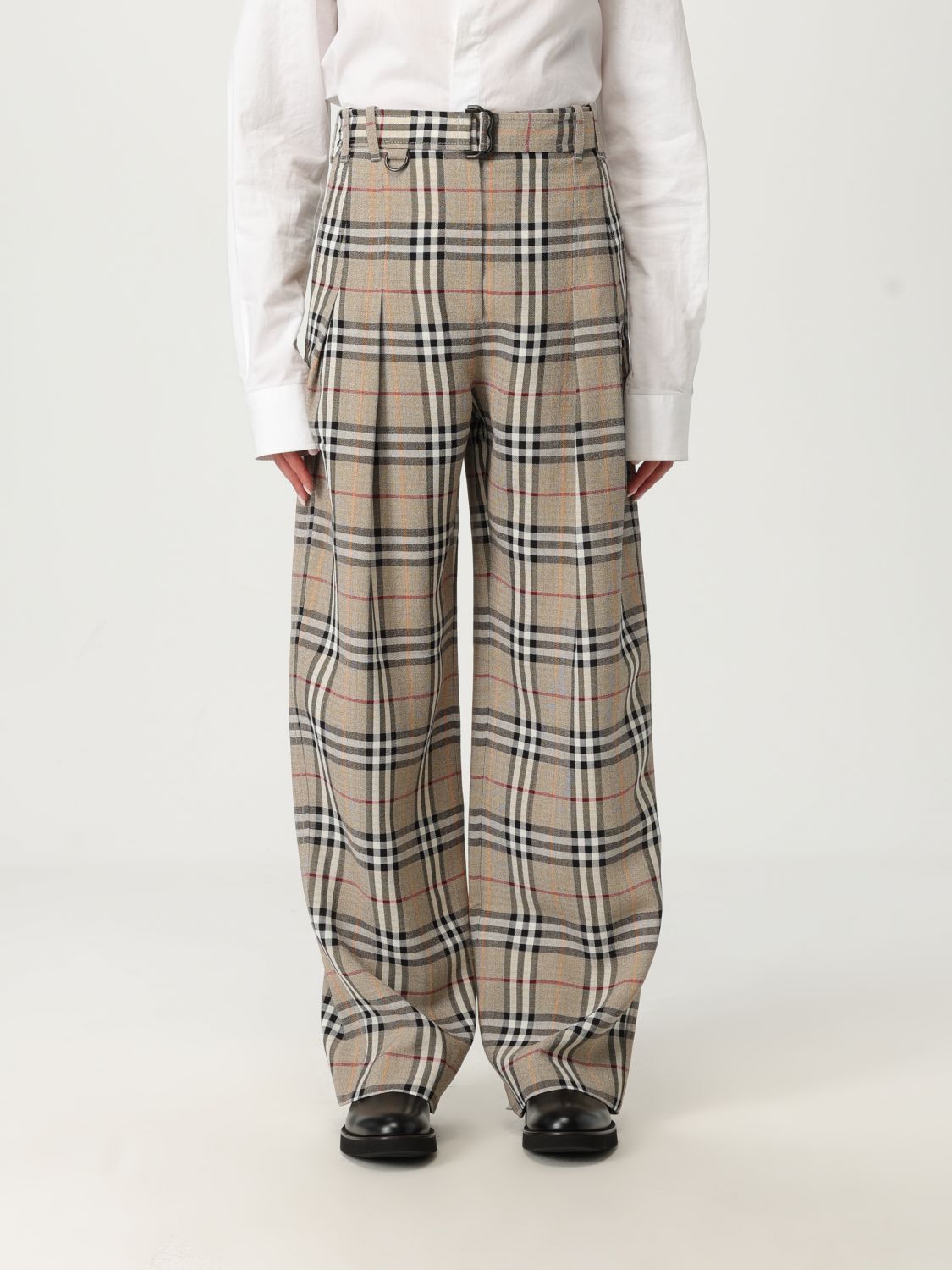 Checked belted trousers - Neutrals