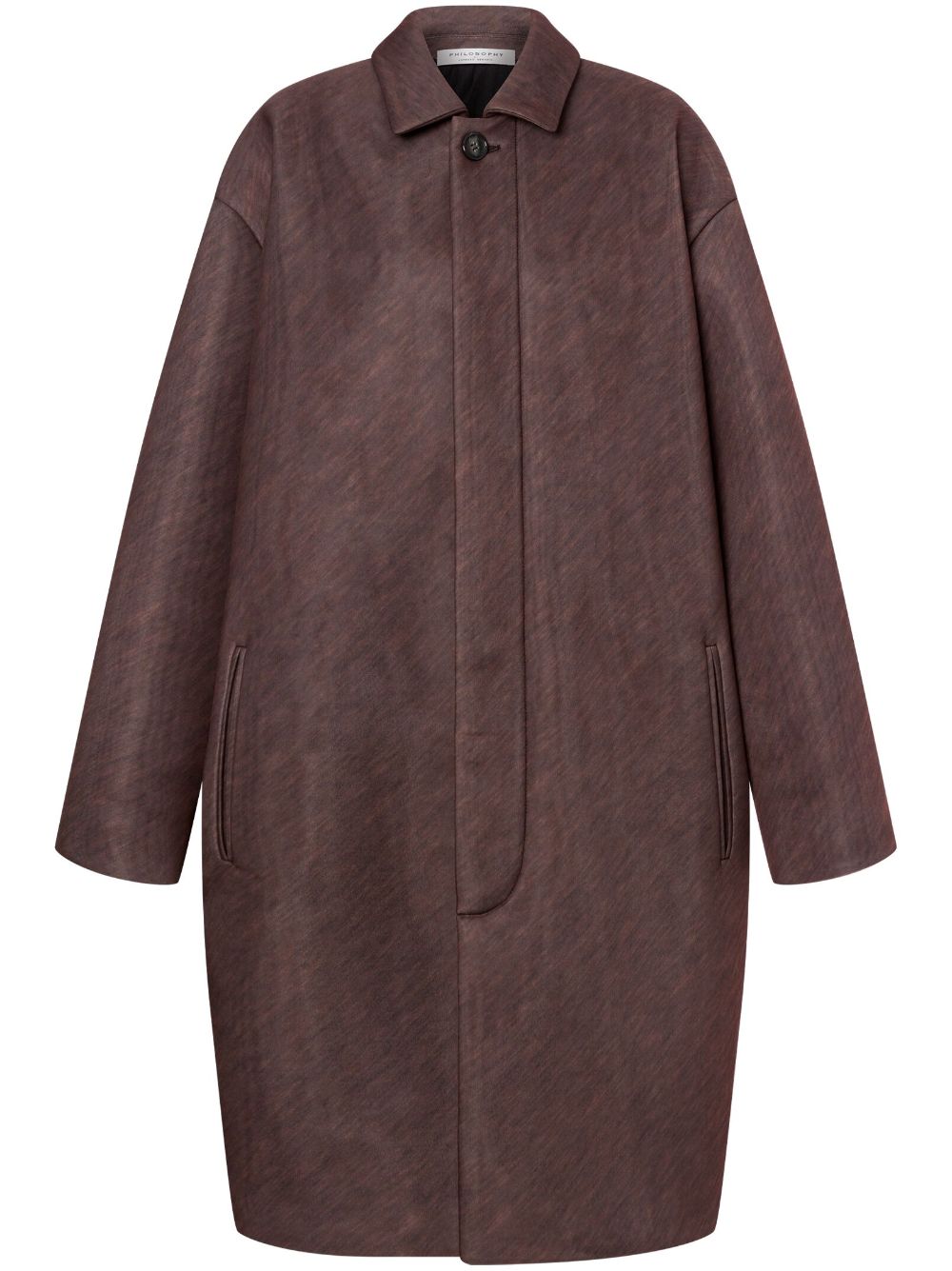 Mélange-effect long coat - Brown