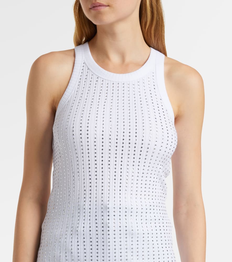 Embellished cotton jersey tank top