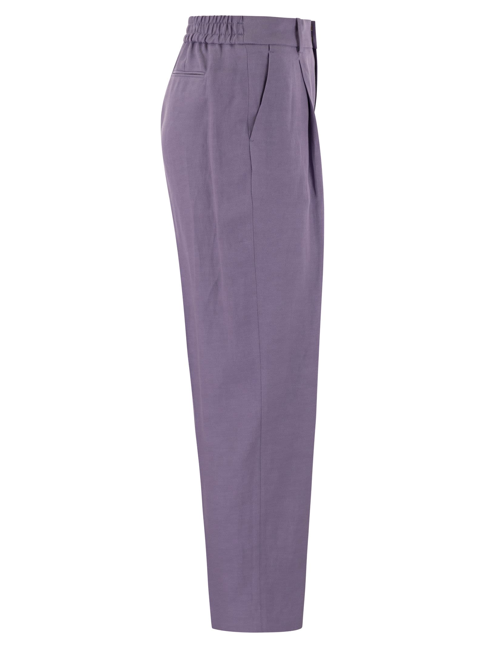 Pt Pantaloni Torino Daisy Viscose And Linen Trouser