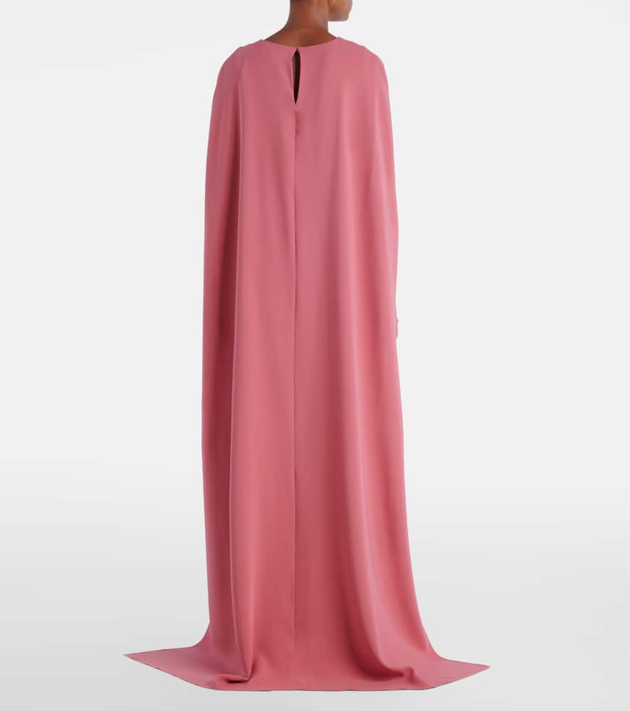 Caped silk-blend gown