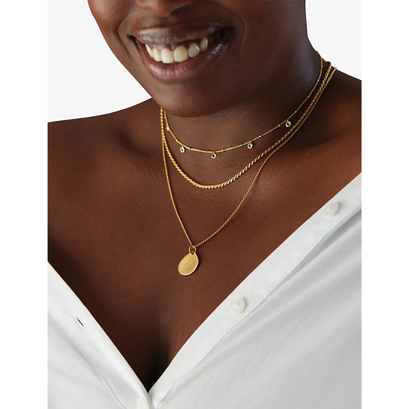 Womens Gold Mini Green 18ct Yellow Gold-plated Vermeil Recycled Sterling-silver and Onyx Choker Necklace 