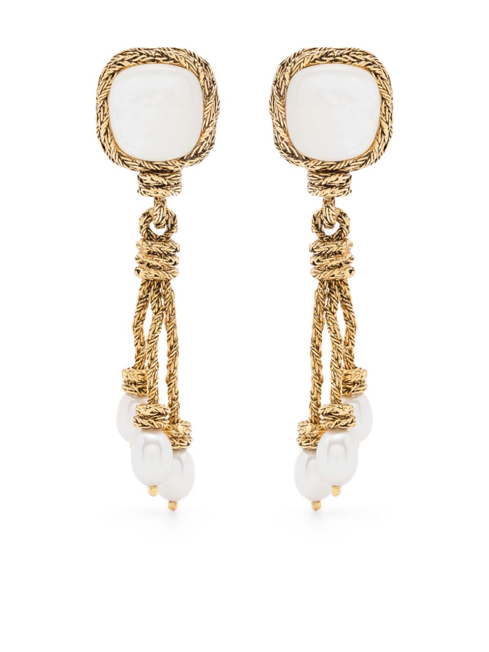 MIKI MOTHER OF PEARL CLIP EARRINGS - Gold