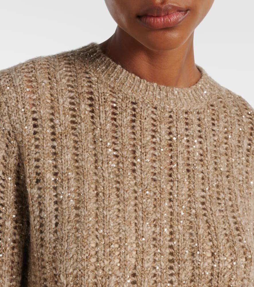 Open-knit sequined sweater