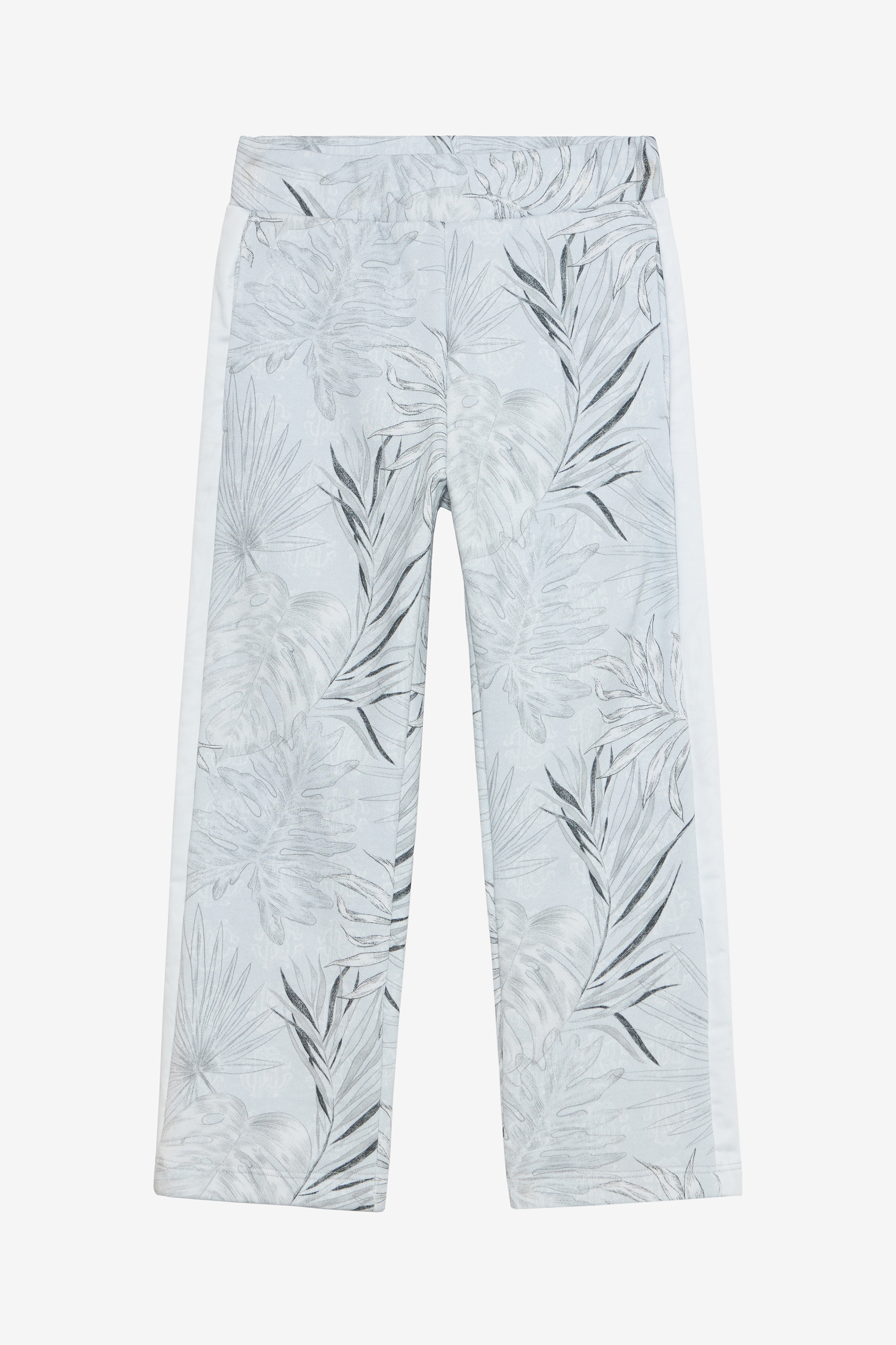 Grey Track Pants With Foliage Print