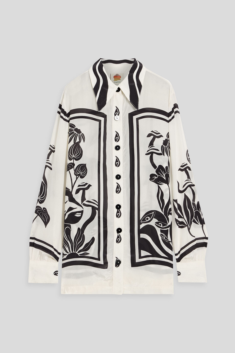 Printed crepe de chine shirt - White - XS