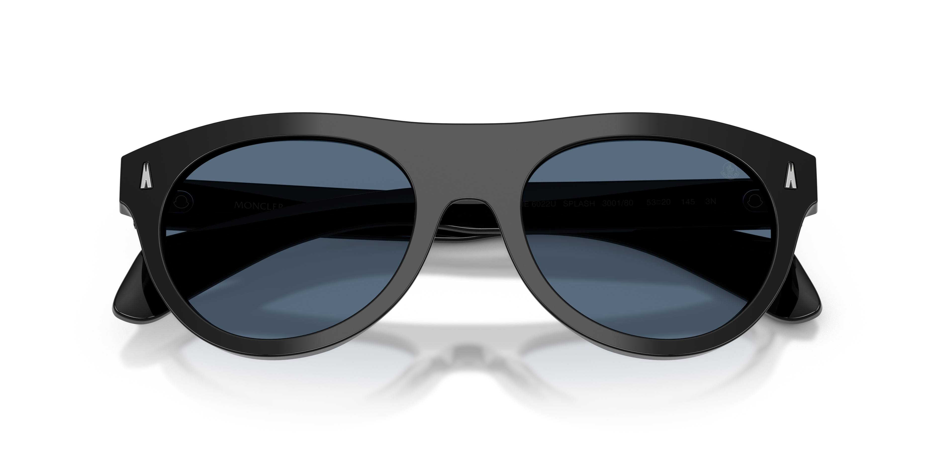 Moncler Unisex Moncler ME6022U SPLASH 300180 Gafas de sol Acetato Negro Azul Redonda Norma