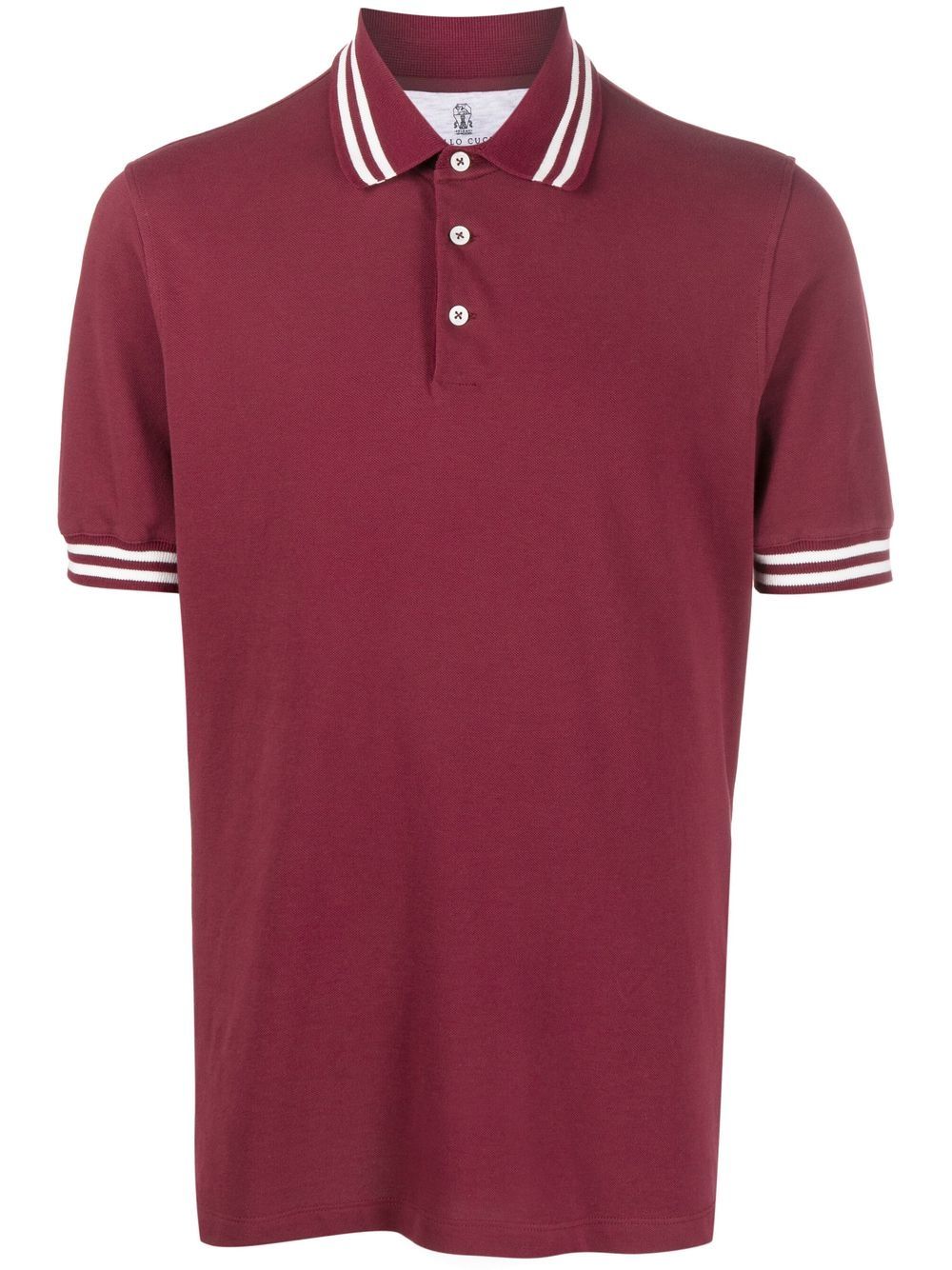 Striped-trim polo shirt - Red