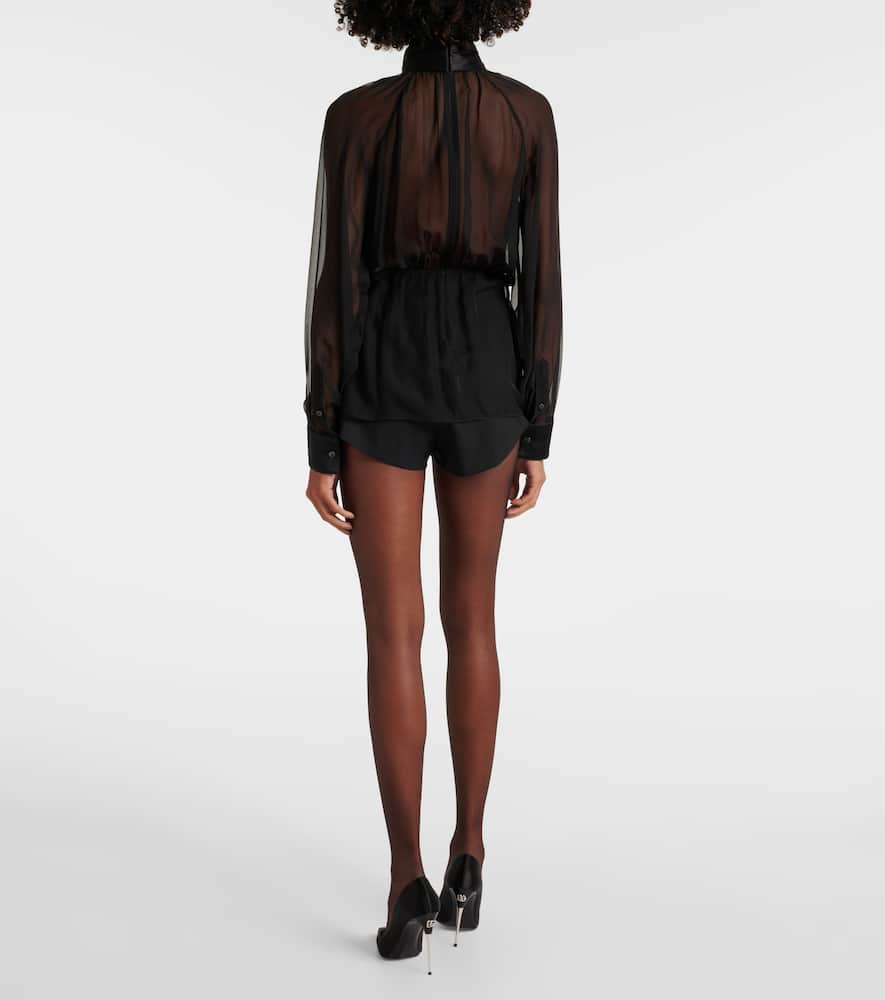 Bow-detail silk chiffon blouse