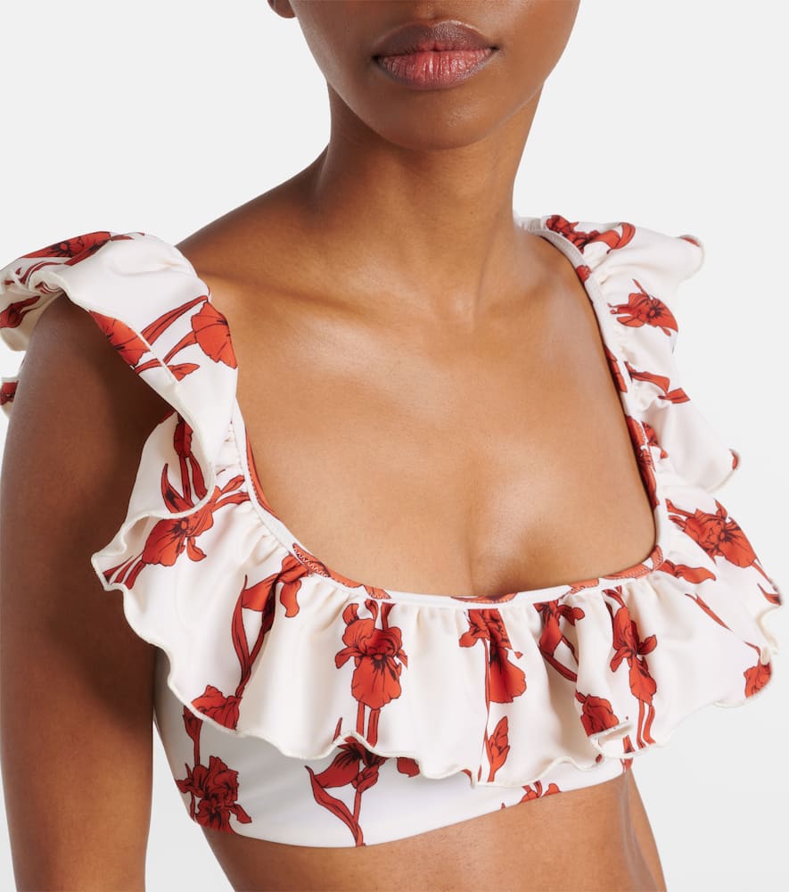 Floral ruffled bikini top