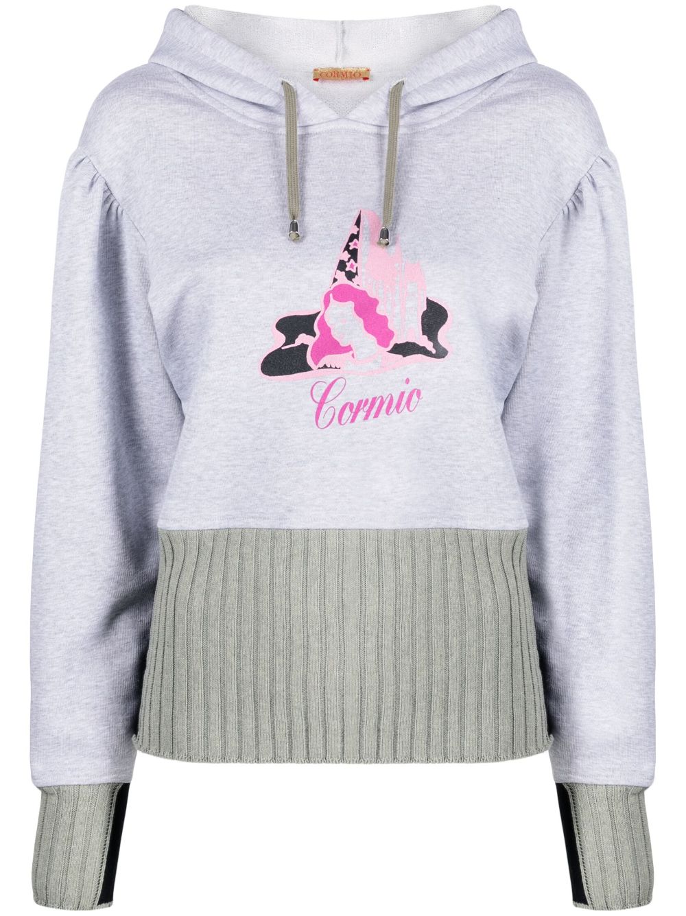 Hybrid graphic-print hoodie - Grey