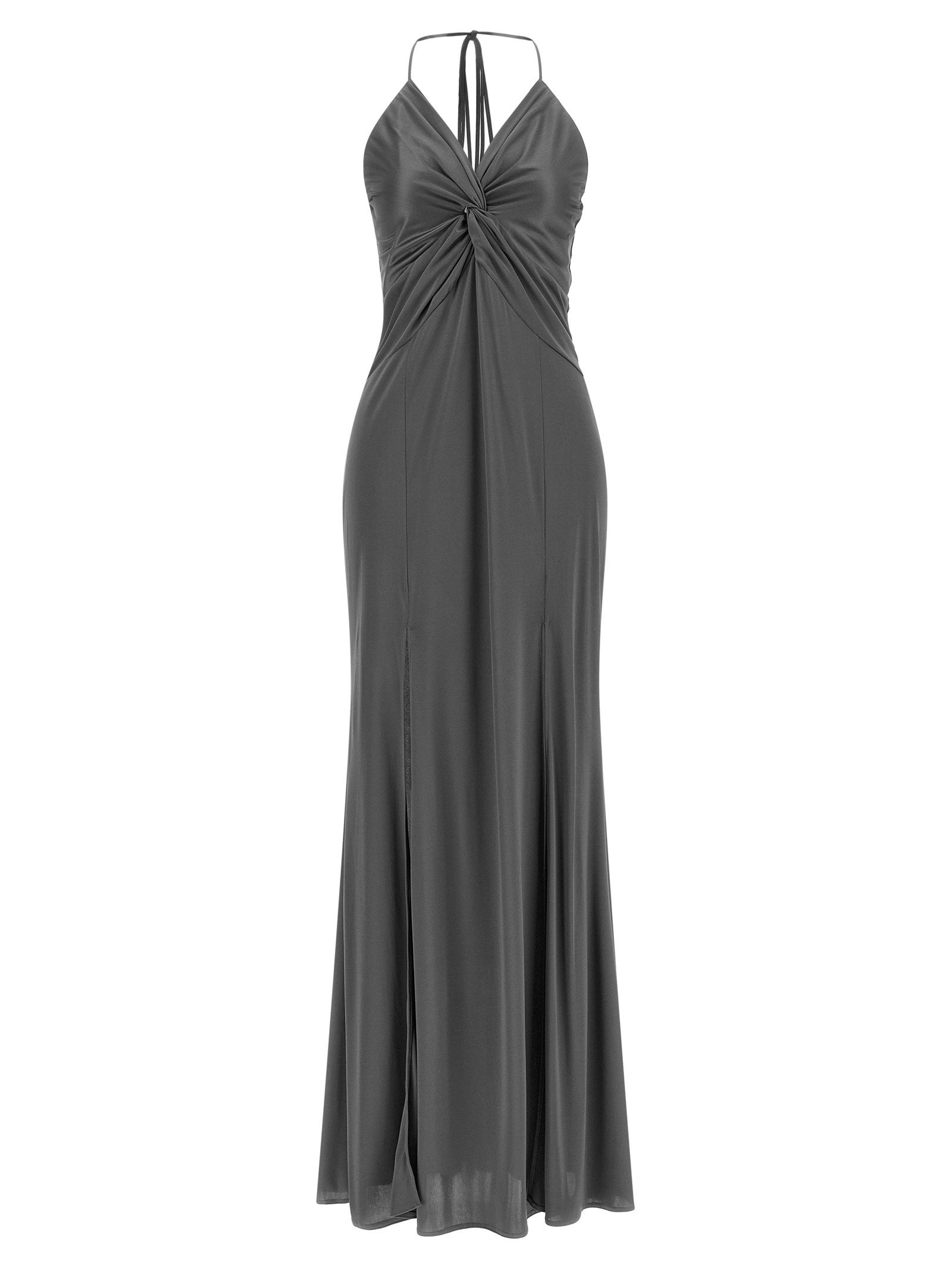 Draped Knot Front Dress — Gray