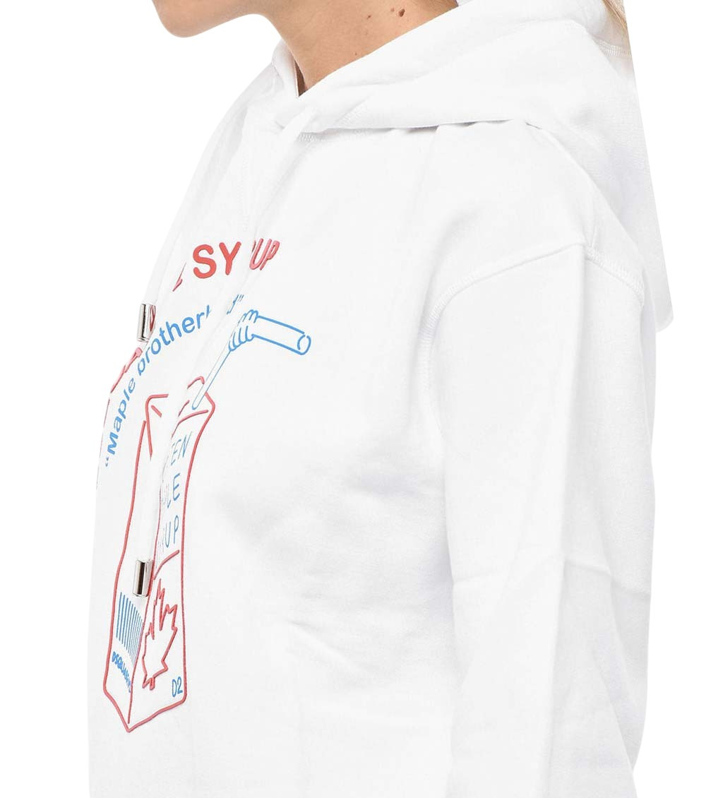 White Graphic Hood Sweatshirt