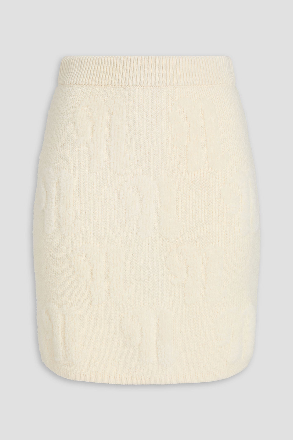 Jacquard-knit wool mini skirt - White - L