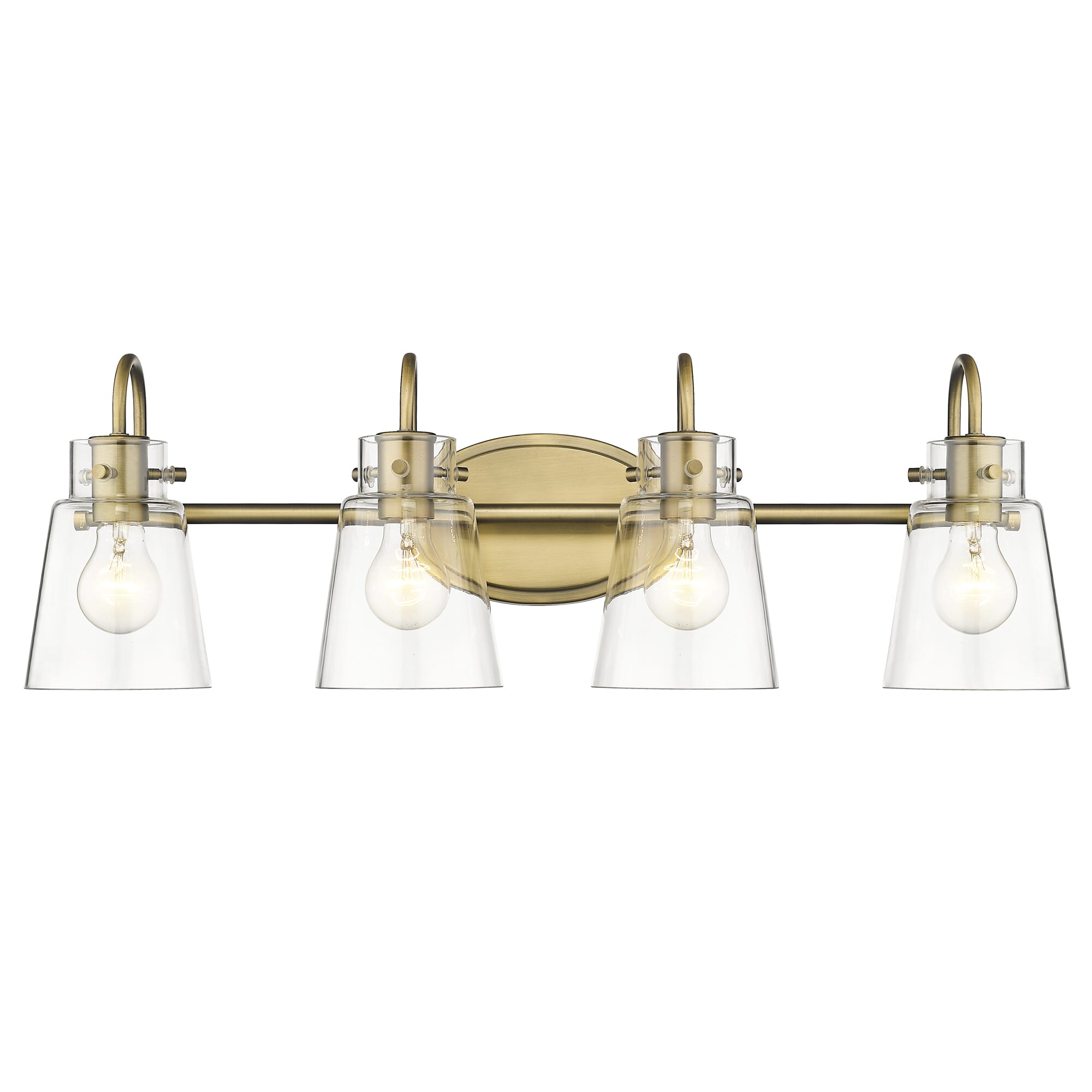 Antique Brass Four Light Vanity from the Bristow Collection