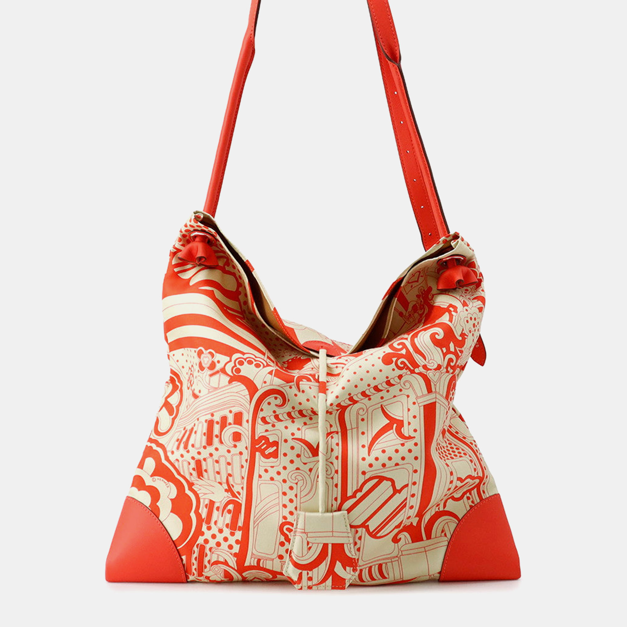 Hermes Silky City Fauve Le Righe Rainbow Orange Field Silk Swift Leather P