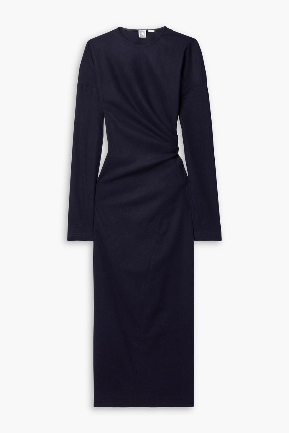Draped wool-blend flannel midi dress - Blue - FR 32