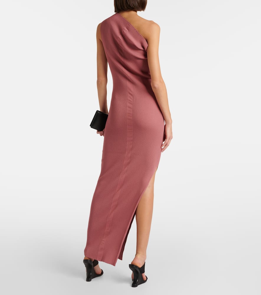 One-shoulder jersey maxi dress