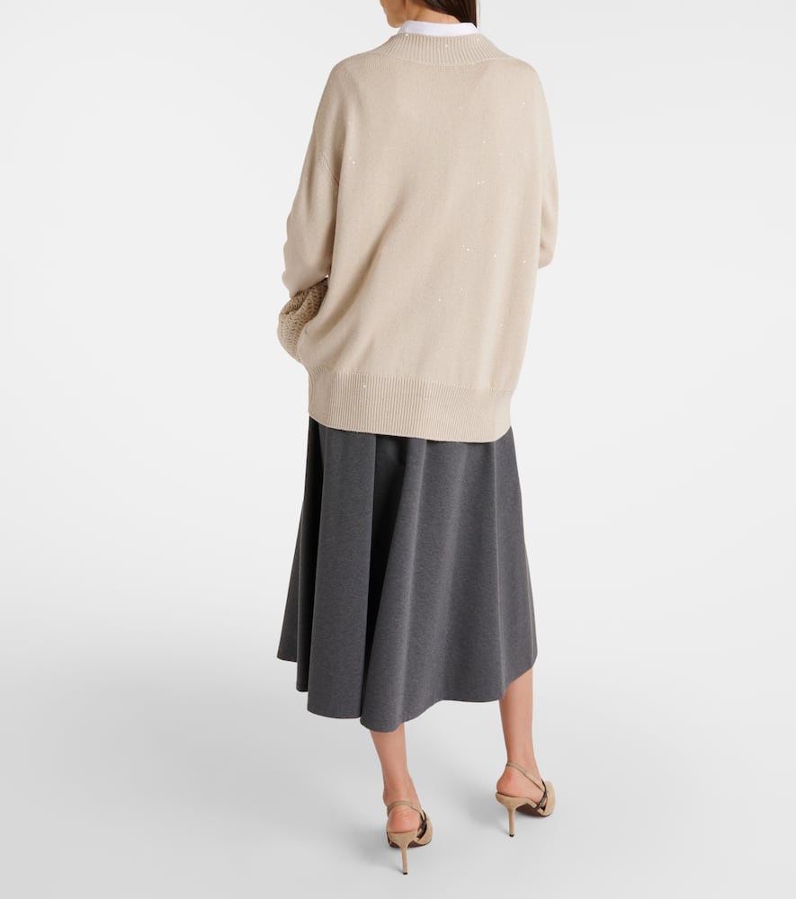 Embellished cashmere and silk sweater