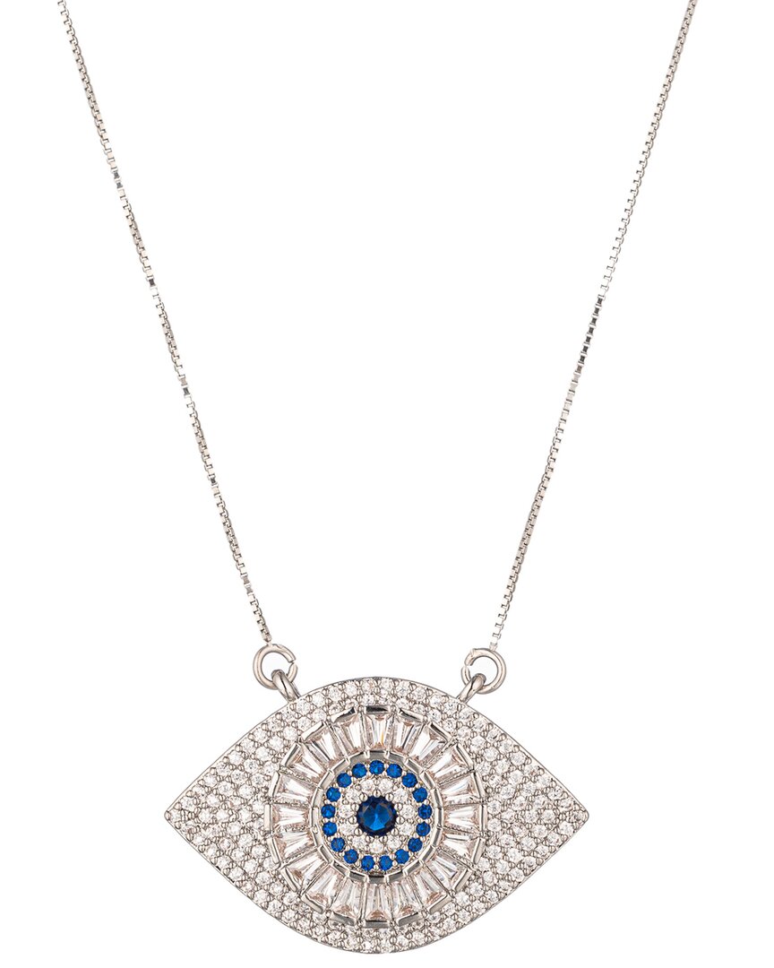 Silver CZ Evil Eye Necklace